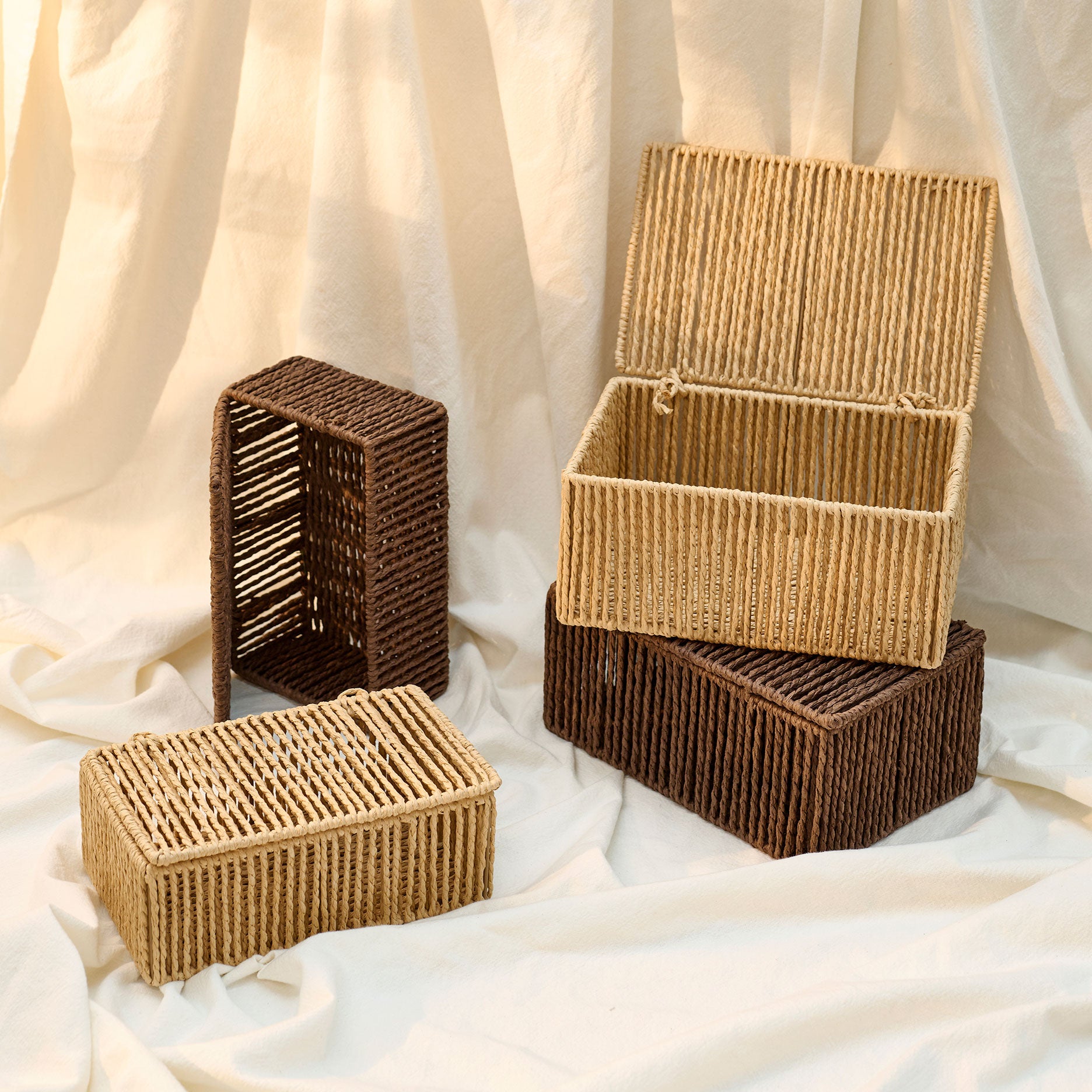 Raffia Korb mit Deckel